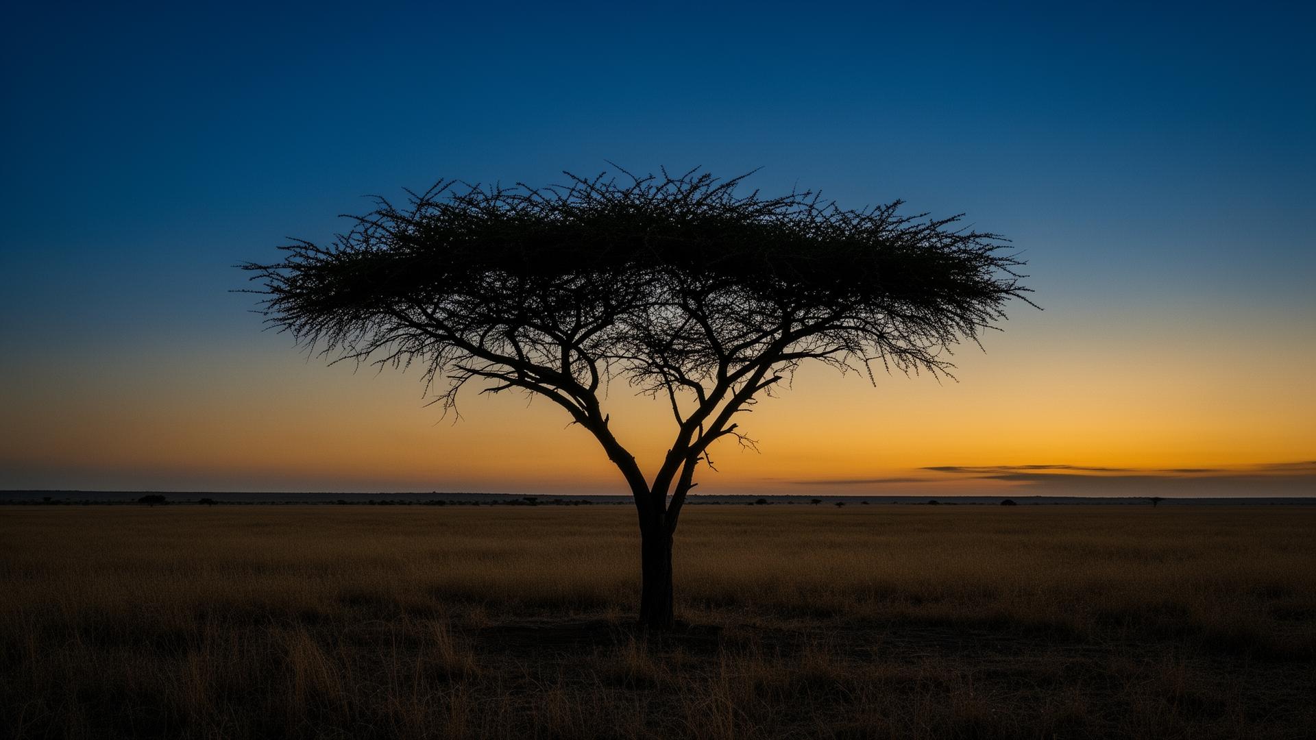 Acacia at dusk over the East African plain